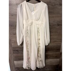 J J’s House dress size Small Cottagecore New Ivory floral long party Victorian